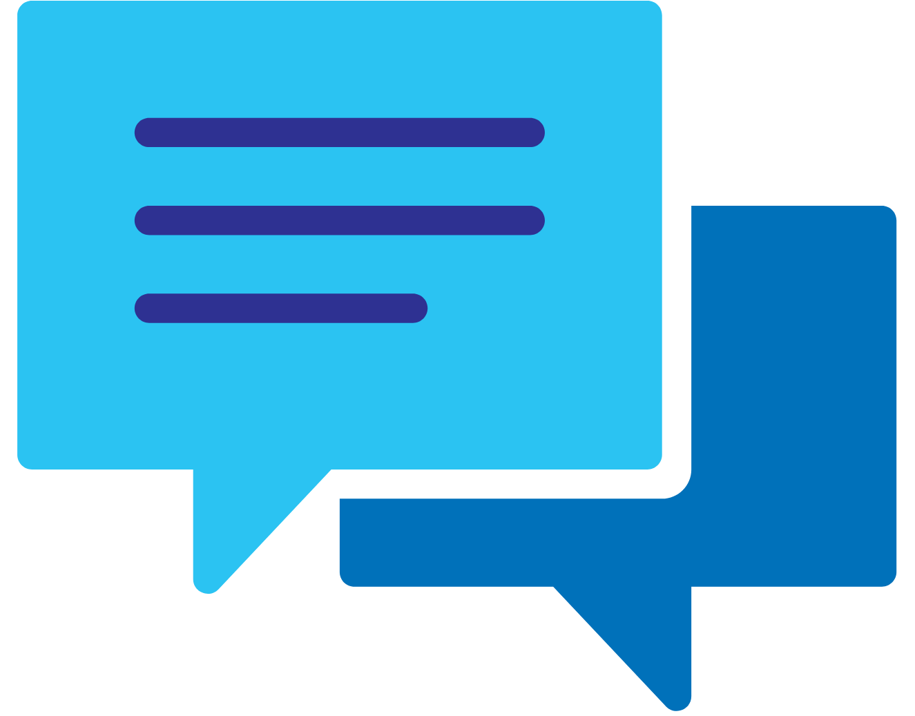 Icon showing a chat bubble symbolizing open and clear client communication